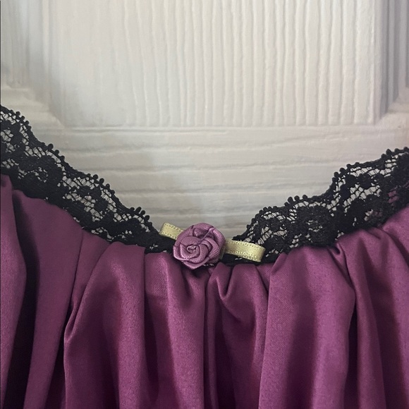 Delias x Dolls Kill Purple Satin Puff Sleeve Babydoll Mini Dress Black Lace Trim - Picture 7 of 7